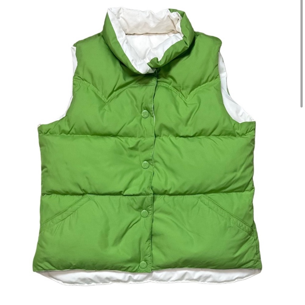 Y2K American Eagle Outfitters Reversible Green and White Puffer Vest Size XL